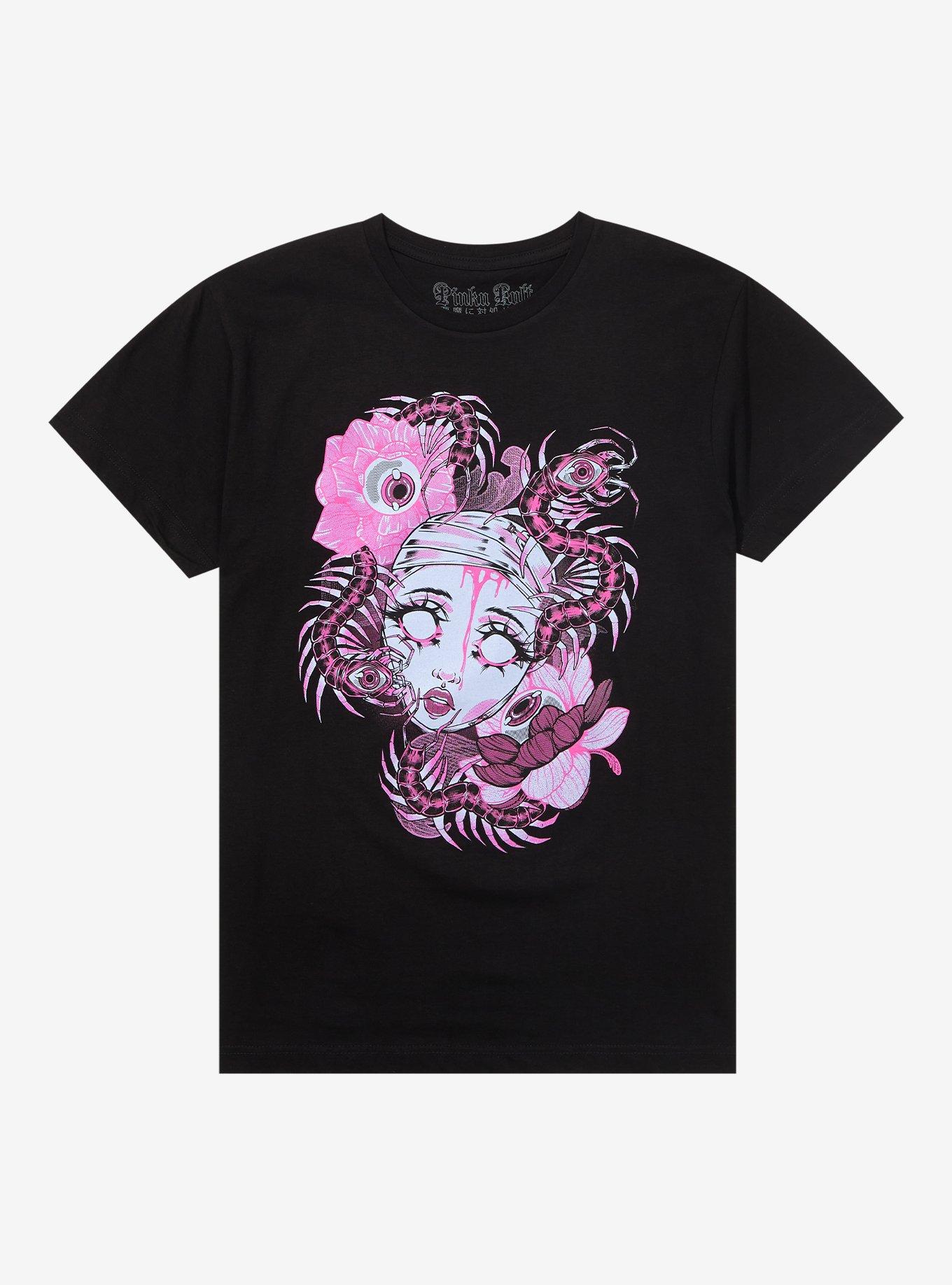 Centipede Head T-Shirt By Pinku Kult, BLACK, hi-res