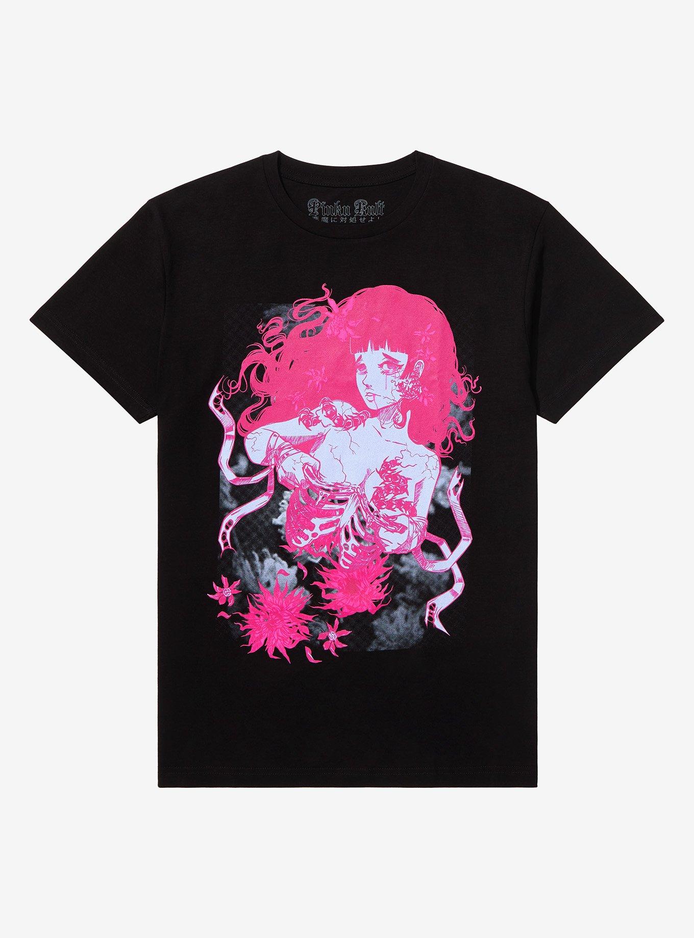 Centipede Girl Rib Cage T-Shirt By Pinku Kult, BLACK, hi-res
