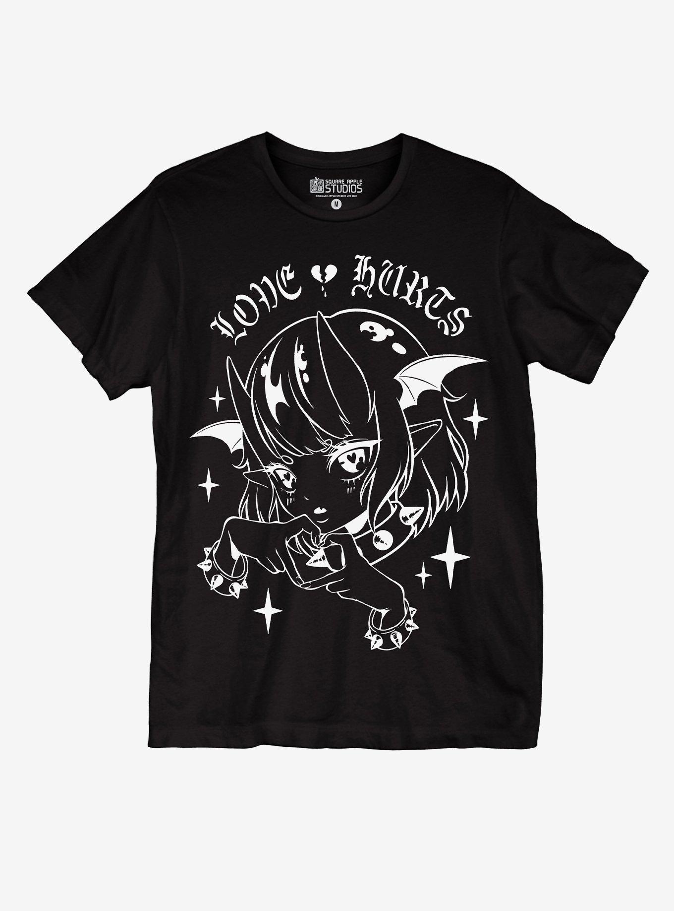 Love Hurts Demon Girl T-Shirt By Square Apple Studios, BLACK, hi-res