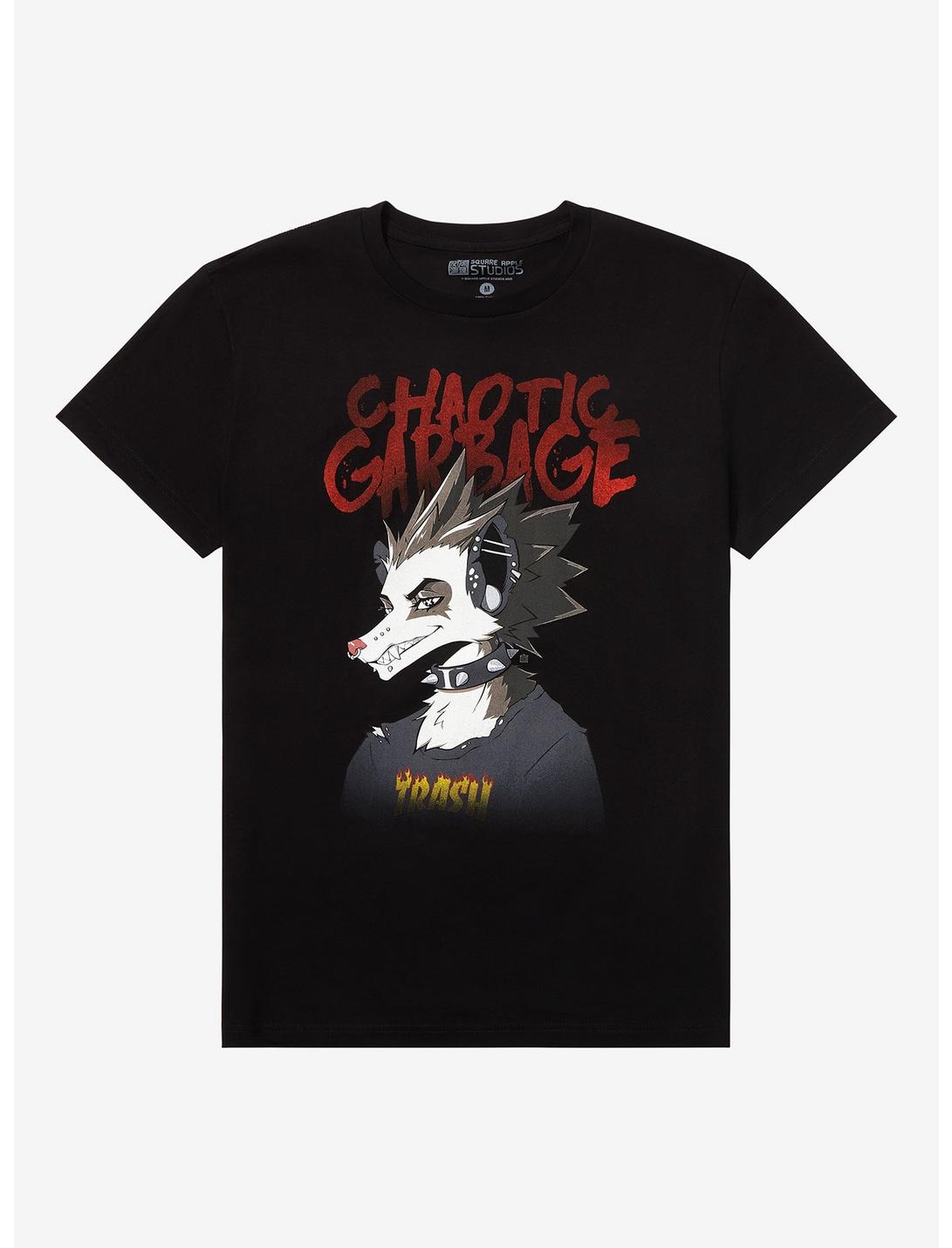 Chaotic Garbage Possum T-Shirt By Square Apple Studios, BLACK, hi-res