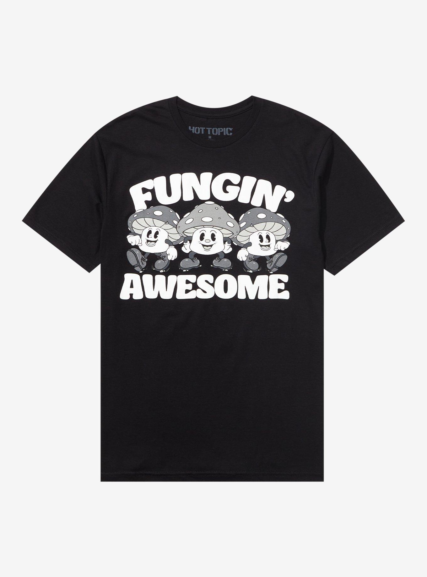 Fungin' Awesome Black & White T-Shirt, BLACK, hi-res