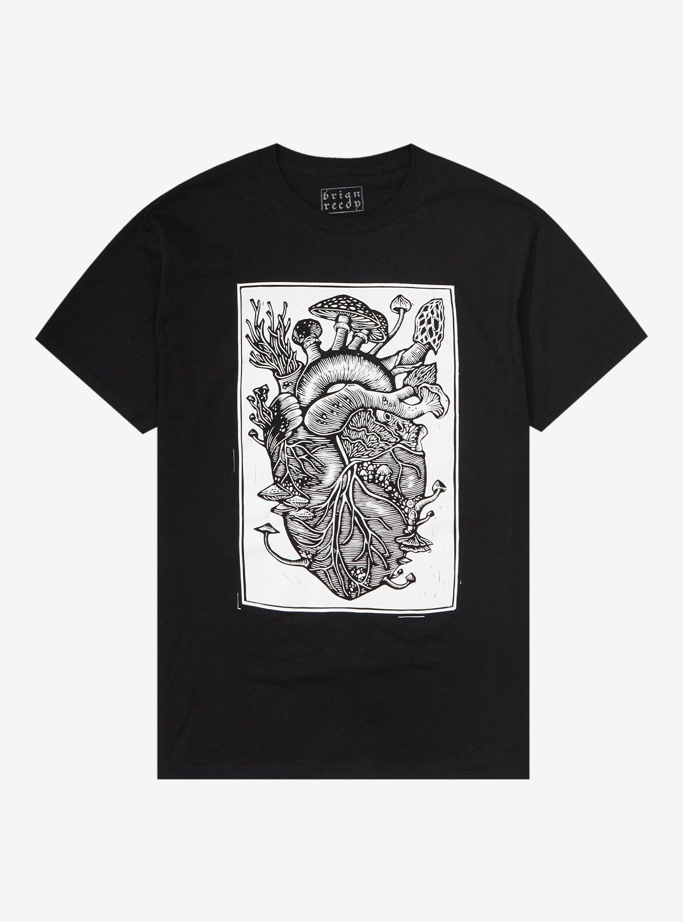 Mushroom Heart T-Shirt By Brian Reedy, BLACK, hi-res