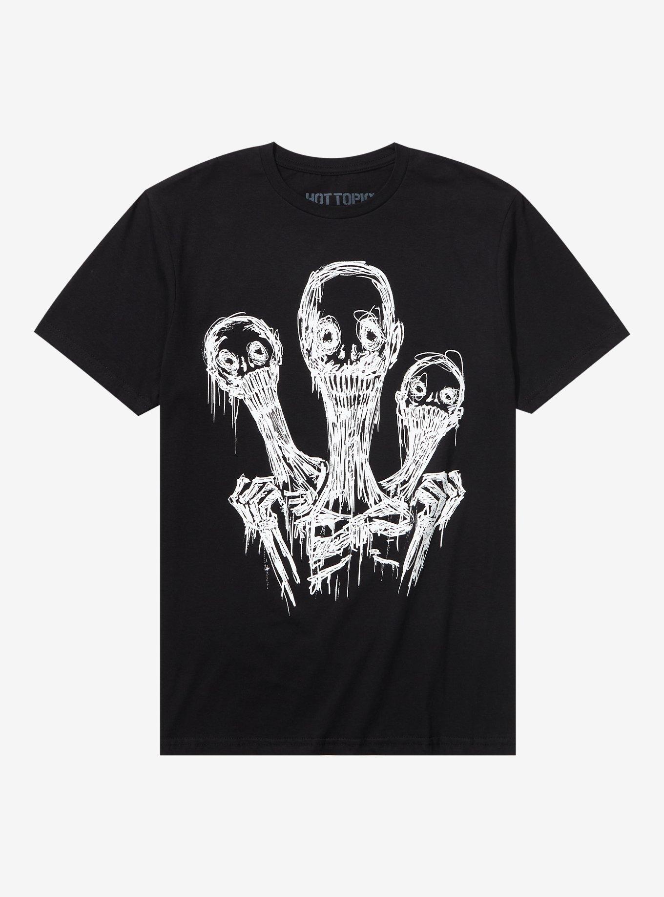 Three Head Monster Messy Sketch T-Shirt, BLACK, hi-res