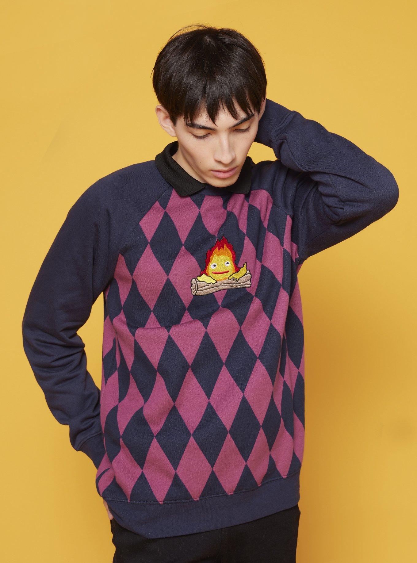 Our Universe Studio Ghibli Howl s Moving Castle Calcifer Argyle Sweatshirt