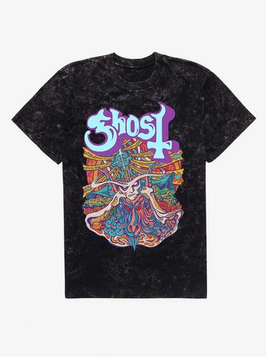 Ghost Seven Inches Of Satanic Panic Mineral Wash T-Shirt - BLACK