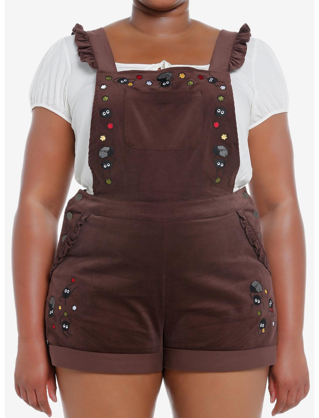 Her Universe Studio Ghibli Spirited Away Soot Sprites Corduroy Ruffle Shortalls Plus Size, MULTI, hi-res