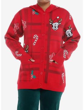 Her Universe Disney Mickey Mouse Holiday Red Plaid Hooded Cardigan, , hi-res