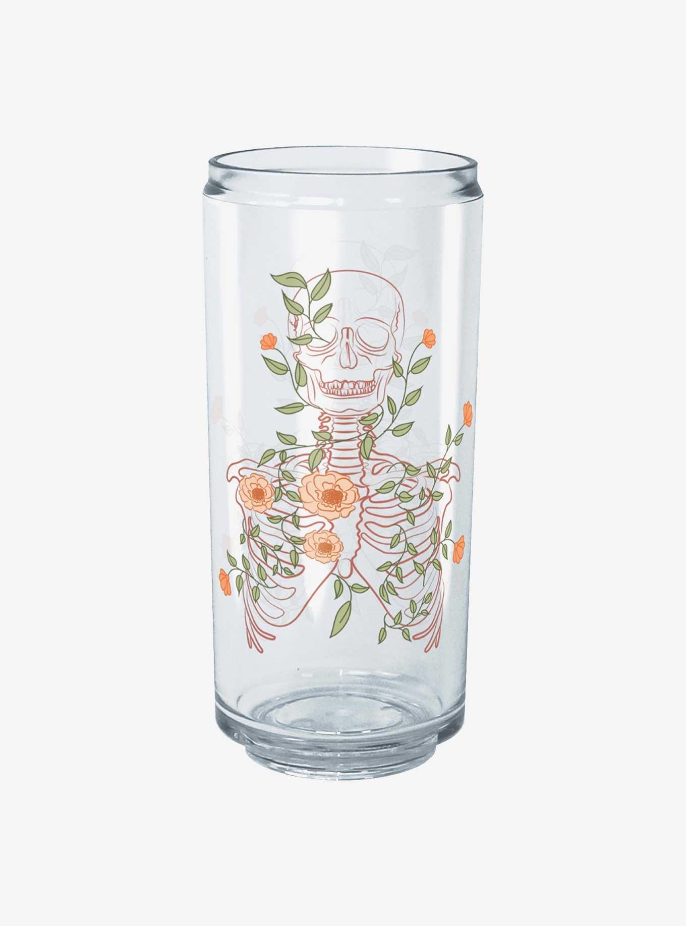 Hot Topic Skeleton Flowers Lineart Can Cup