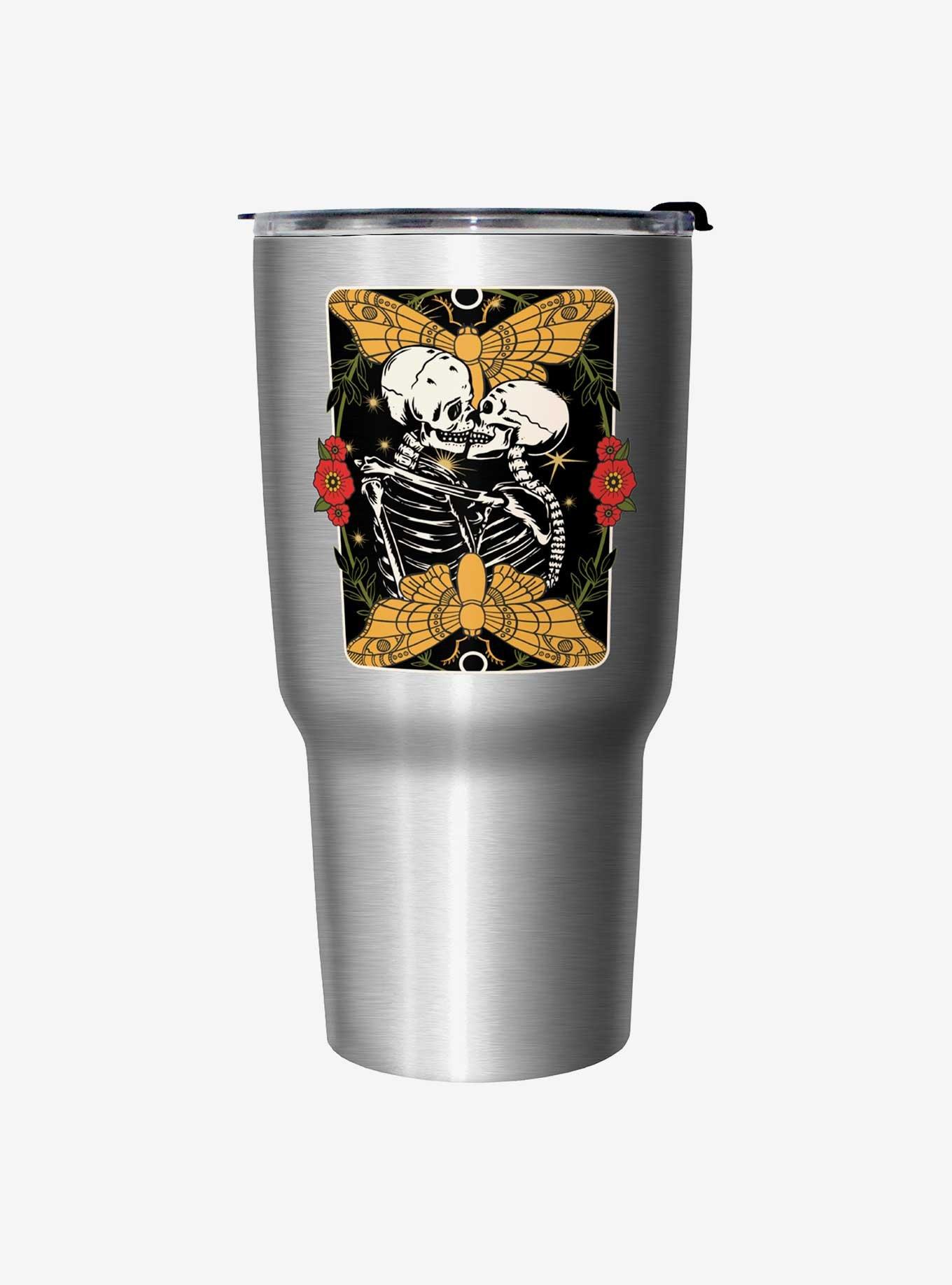 Hot Topic Traditional Skeleton Lovers Travel Mug , , hi-res