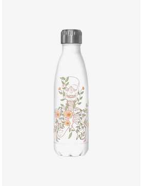 Hot Topic Skeleton Flowers Lineart Water Bottle , , hi-res