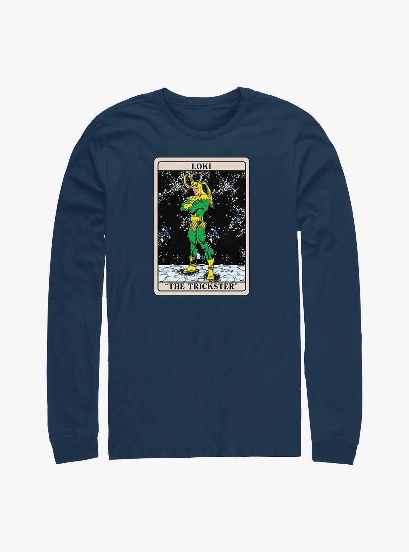 Marvel Loki The Trickster Card Long-Sleeve T-Shirt, NAVY, hi-res