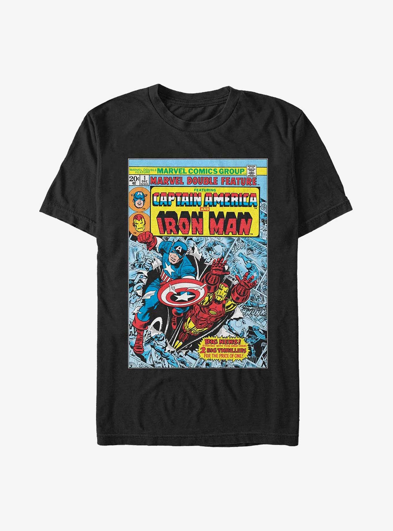 Marvel Avengers Captain America & Iron Man T-Shirt, BLACK, hi-res