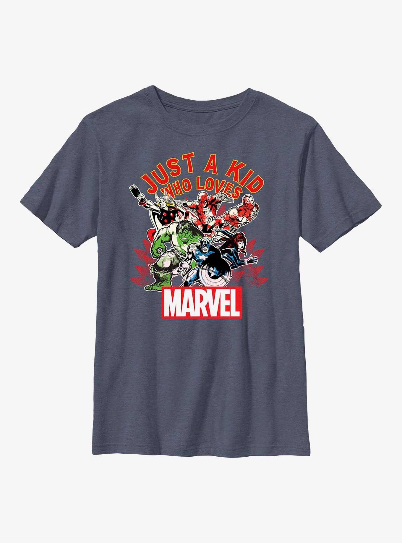 Marvel Avengers Just A Kid Who Loves Marvel Youth T-Shirt, , hi-res