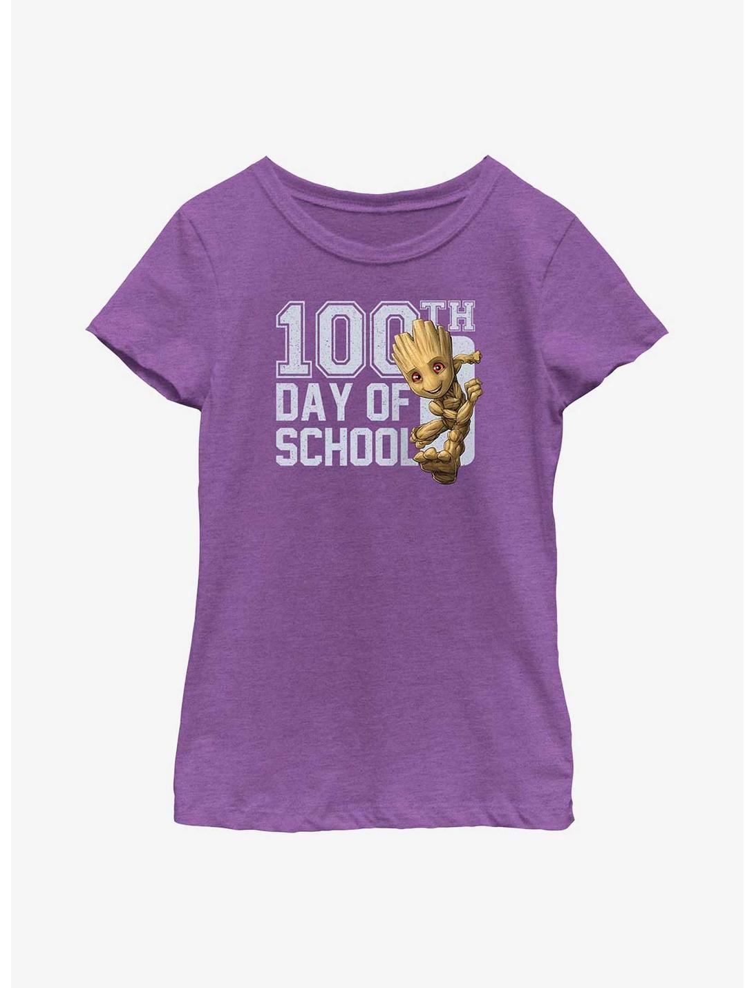 Marvel Guardians of the Galaxy Groot 100th Day of School Youth Girls T-Shirt, PURPLE BERRY, hi-res