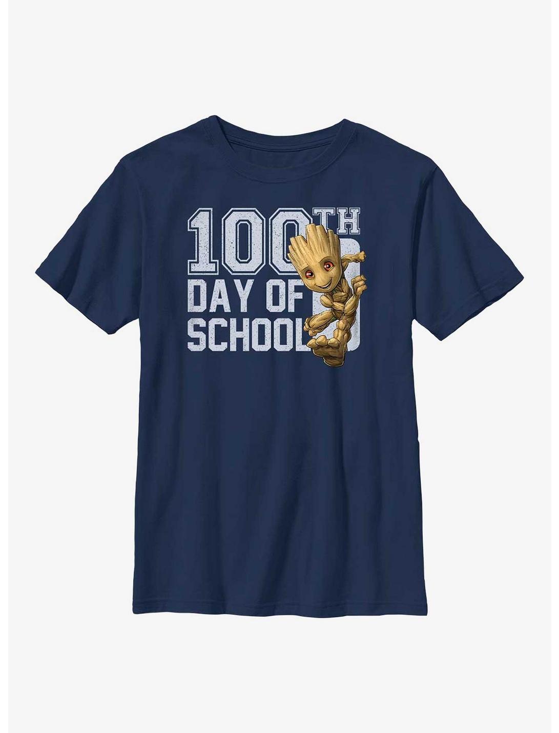 Marvel Guardians of the Galaxy Groot 100th Day of School Youth T-Shirt, NAVY, hi-res