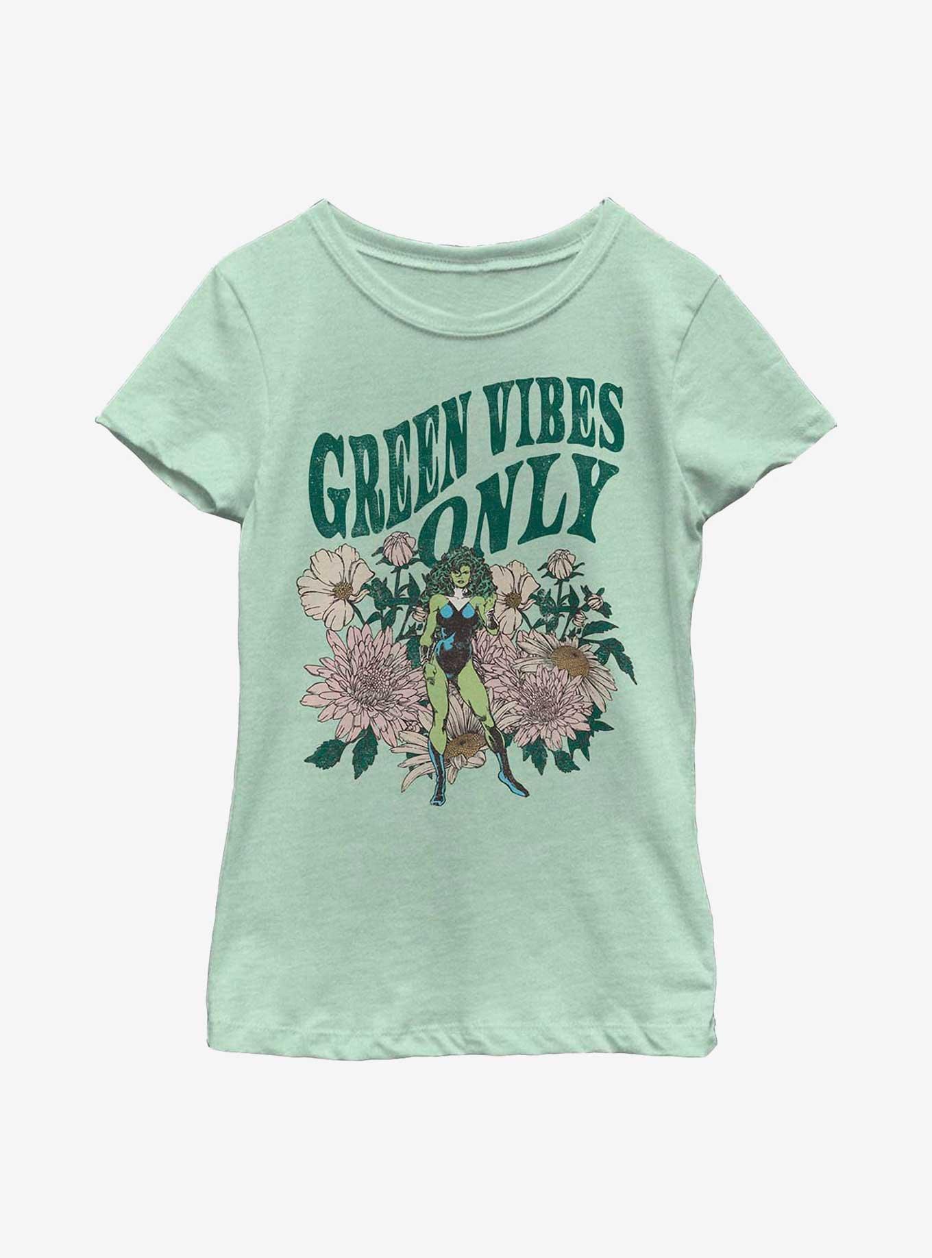 Marvel Hulk Green Vibes Only Youth Girls T-Shirt, , hi-res