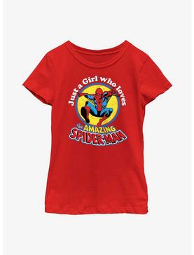 Marvel Spider-Man Just A Girl Who Loves Spider-Man Youth Girls T-Shirt, , hi-res
