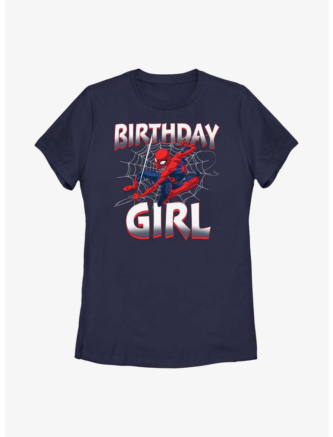 Marvel Spider-Man Web Birthday Girl Womens T-Shirt, NAVY, hi-res