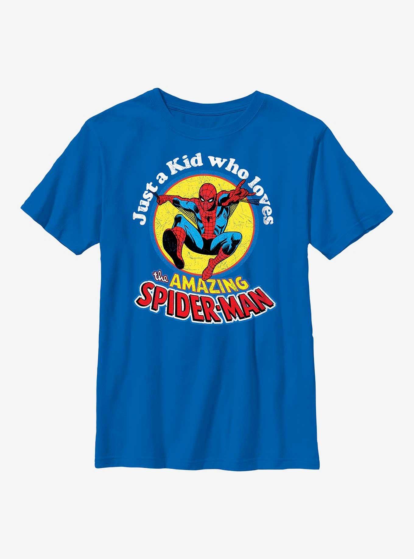 Marvel Spider-Man Just A Kid Who Loves Spider-Man Youth T-Shirt, , hi-res