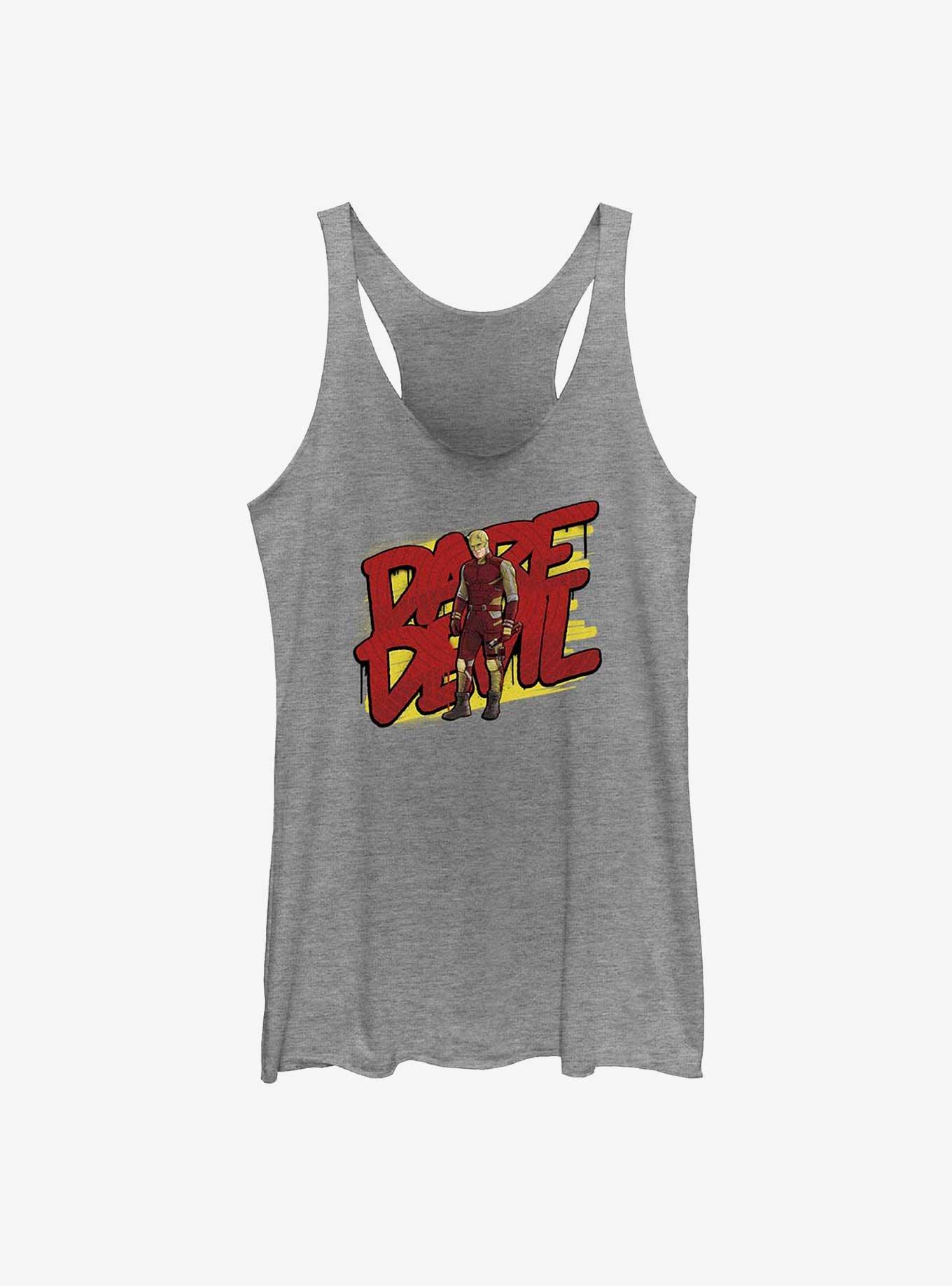 Marvel Daredevil Badge Girls Raw Edge Tank, GRAY HTR, hi-res