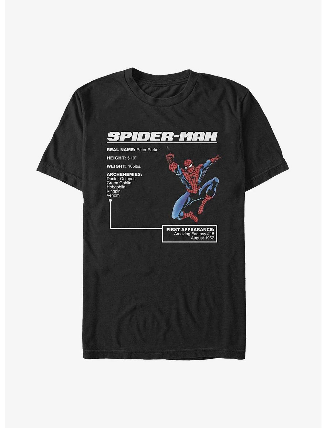 Marvel Spider-Man Hero Stats T-Shirt, BLACK, hi-res