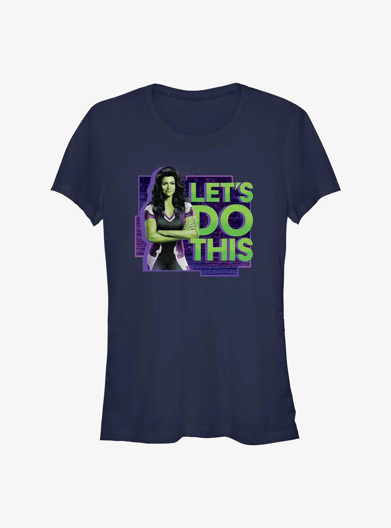 Marvel She-Hulk Let's Do This Badge Girls T-Shirt, NAVY, hi-res