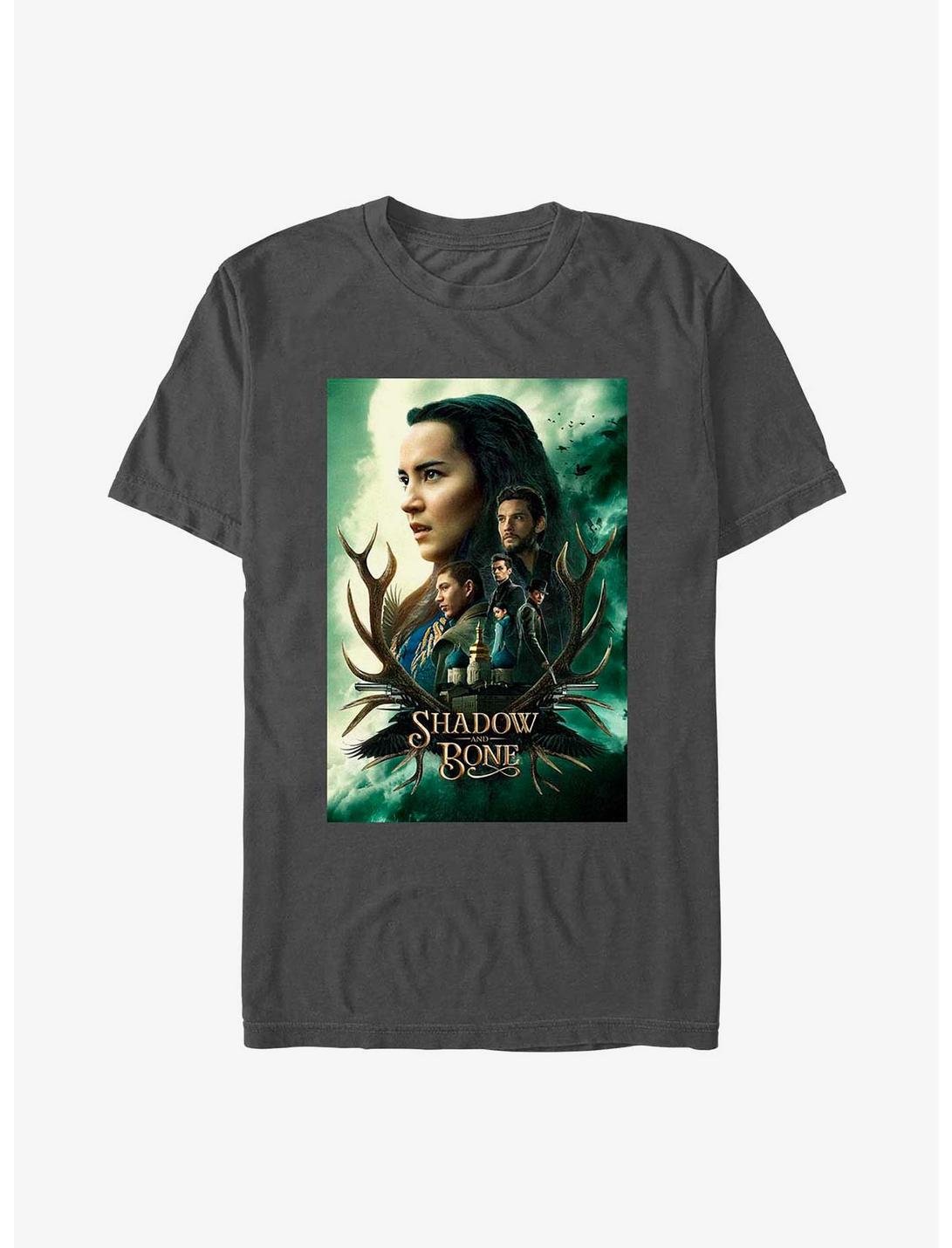Shadow and Bone Antler Poster T-Shirt, CHARCOAL, hi-res
