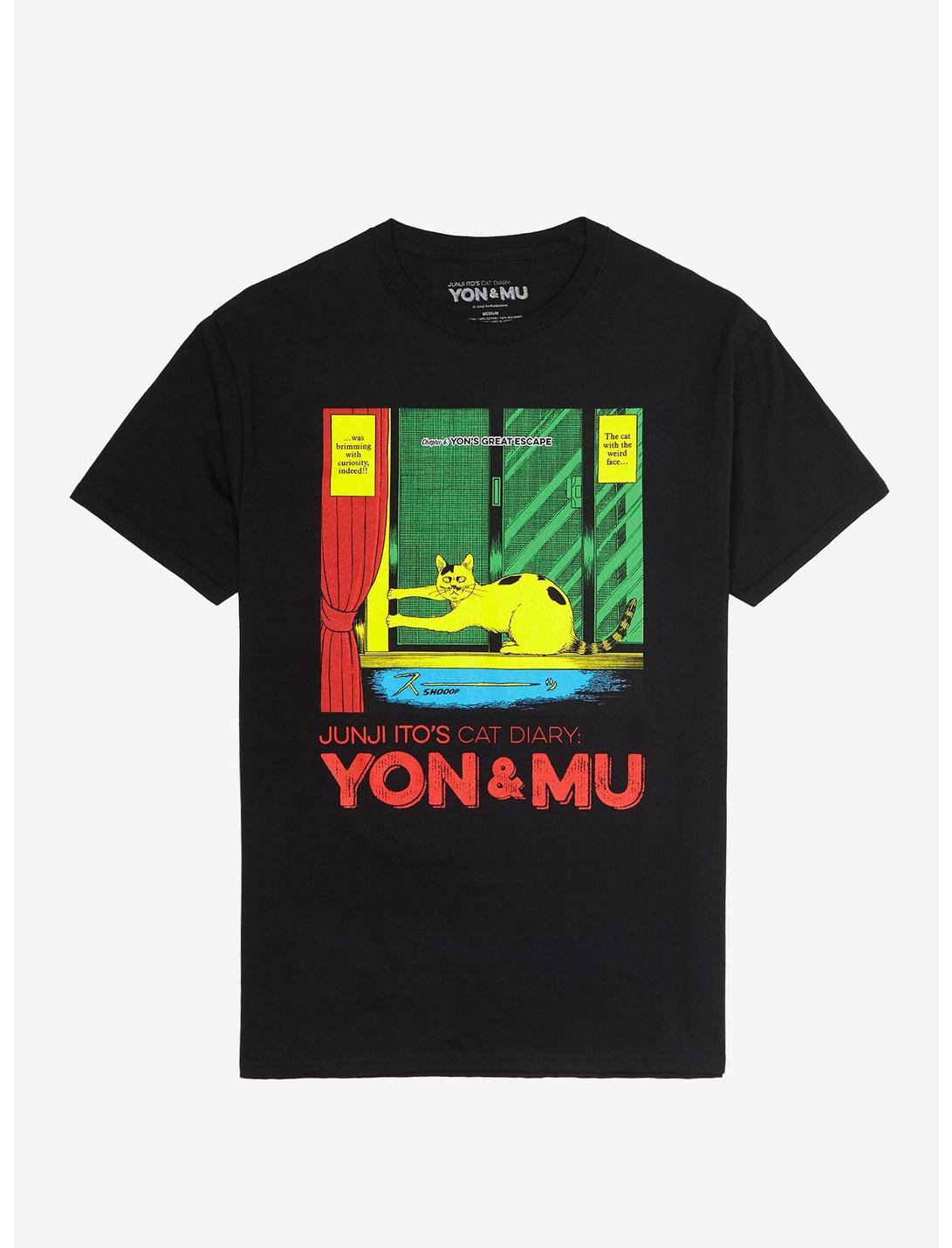 Junji Ito's Cat Diary Yon & Mu Yon's Great Escape T-Shirt, BLACK, hi-res