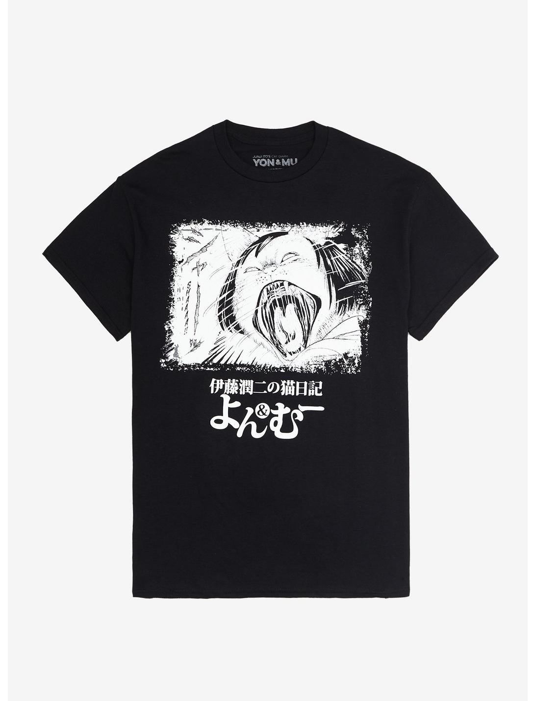 Junji Ito's Cat Diary Yon & Mu Scream T-Shirt, BLACK, hi-res