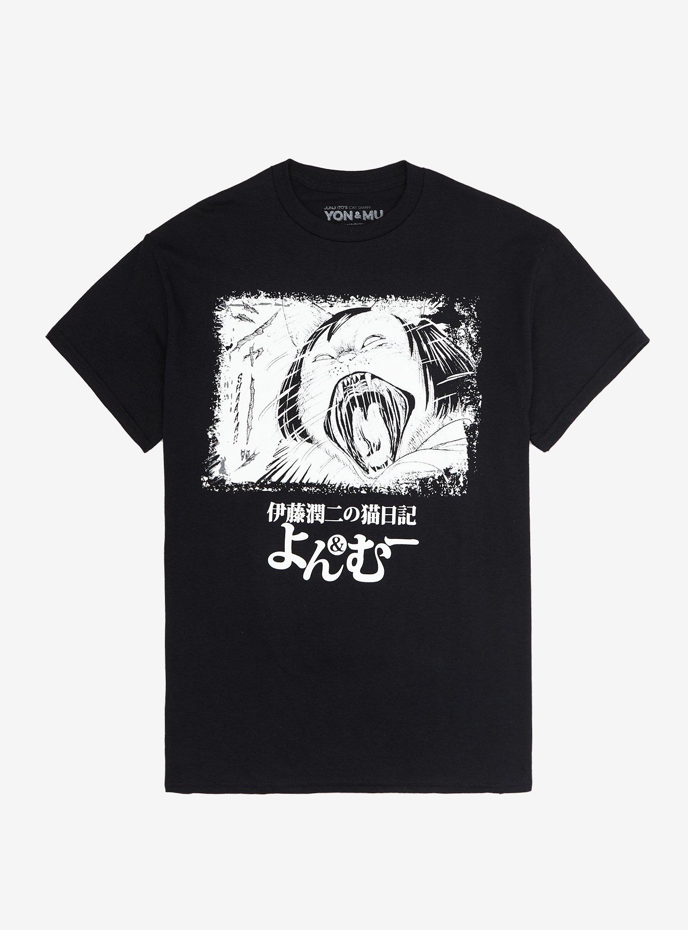 Junji Ito's Cat Diary Yon & Mu Scream T-Shirt, BLACK, hi-res