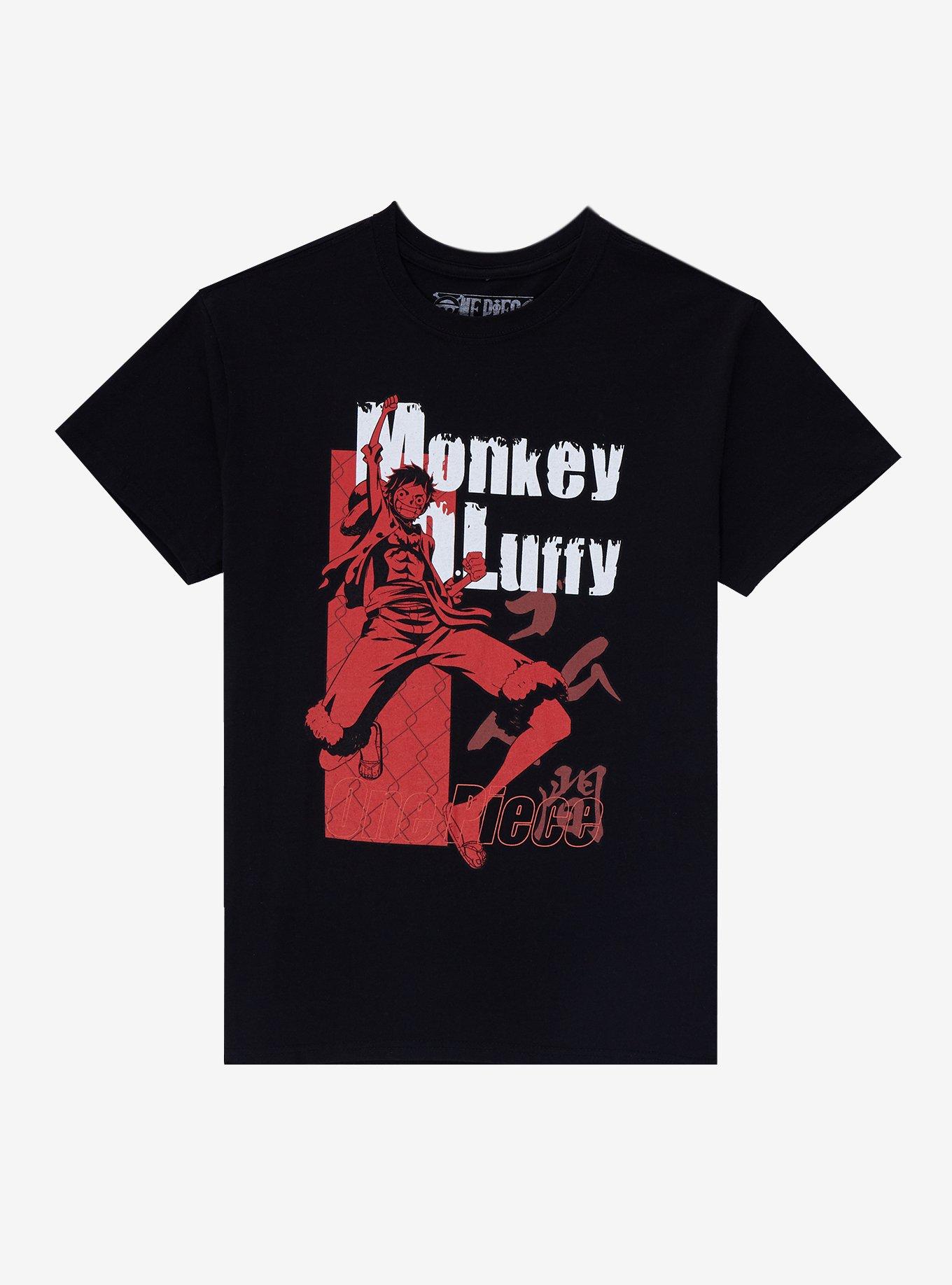 Luffy from One Piece and David Bowie Large Black T-shirt