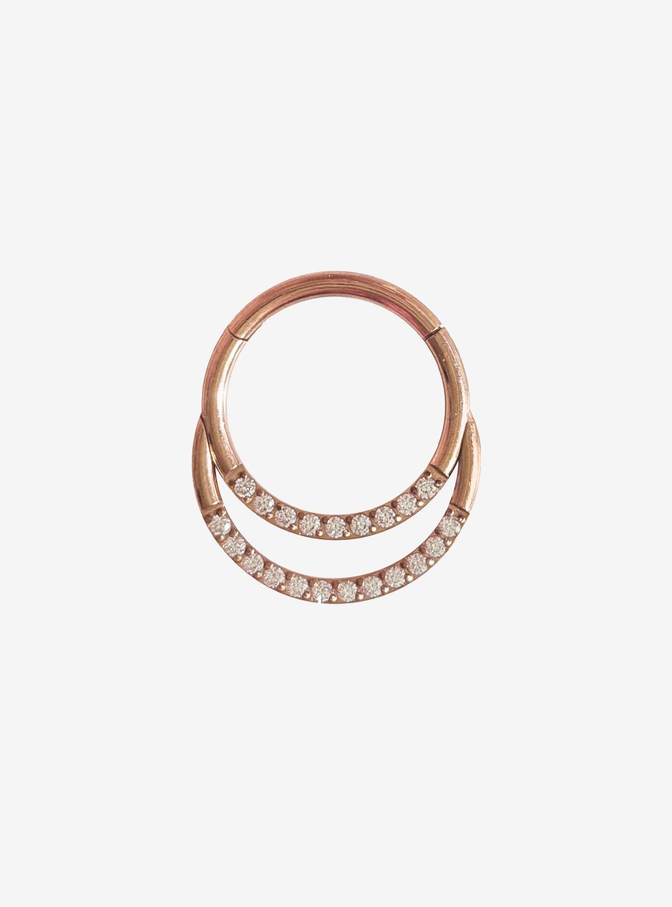 Steel Double Hoop CZ Hinged Clicker, MULTI, hi-res