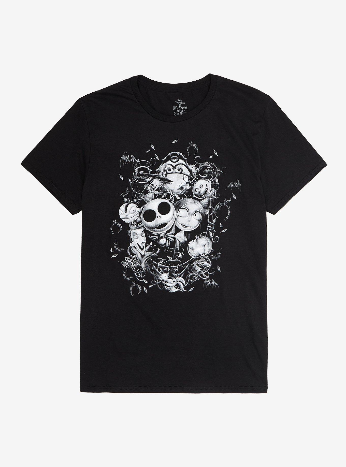 The Nightmare Before Christmas Group Sketch T-Shirt, BLACK, hi-res