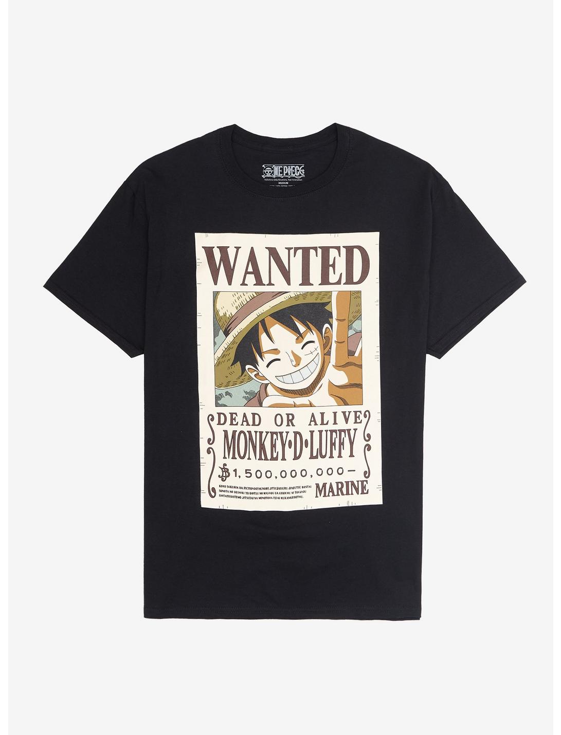One Piece Luffy Wanted Poster T-Shirt, BLACK, hi-res
