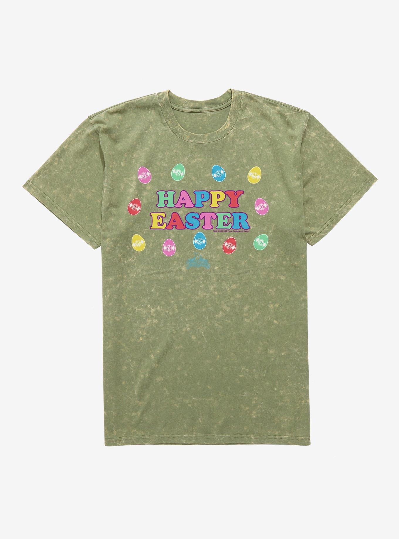 THRDLESS Mighty Morphin Power Rangers Happy Easter Mineral Wash T-Shirt