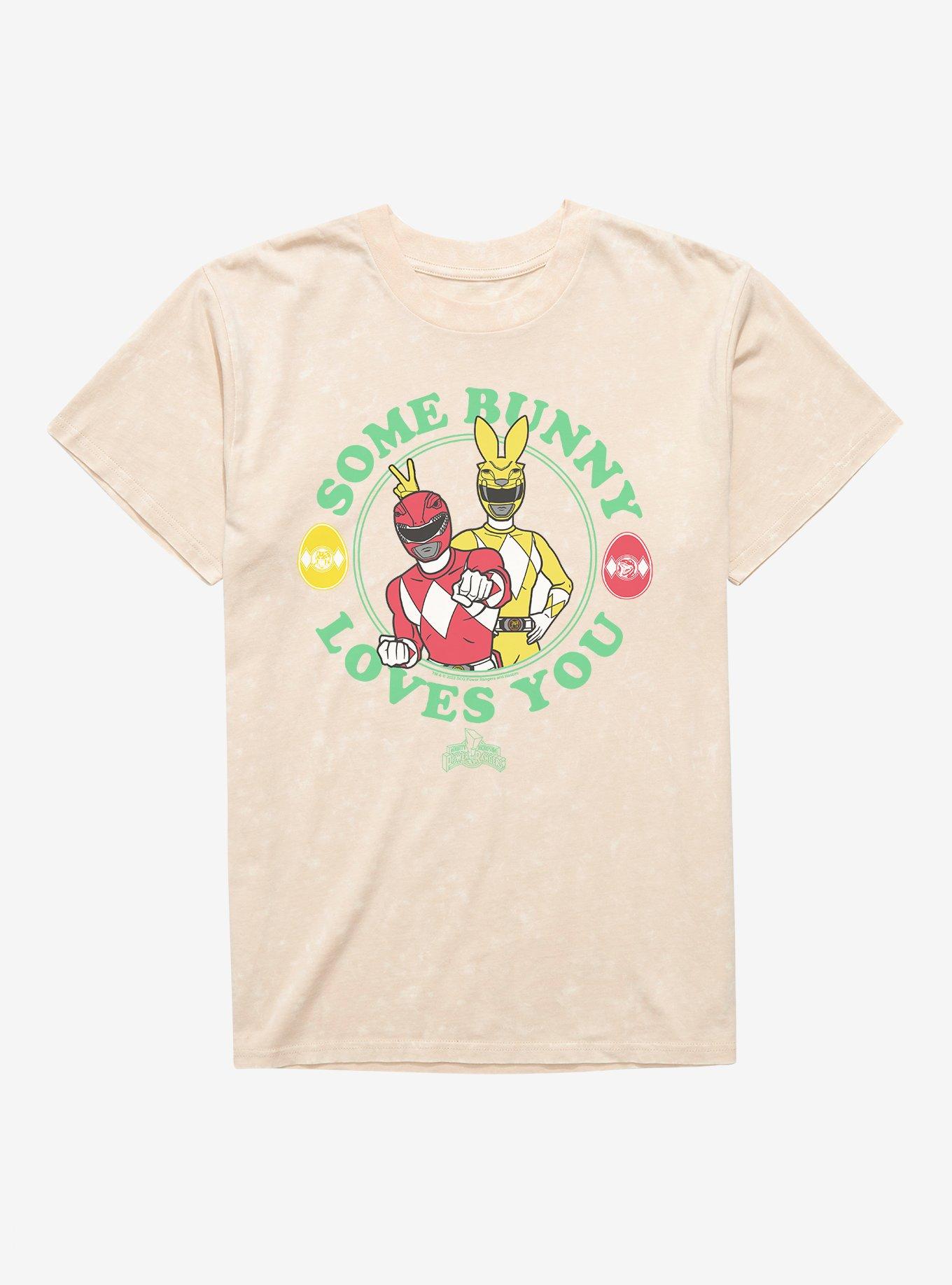 Mighty Morphin Power Rangers Some Bunny Loves You Mineral Wash T-Shirt