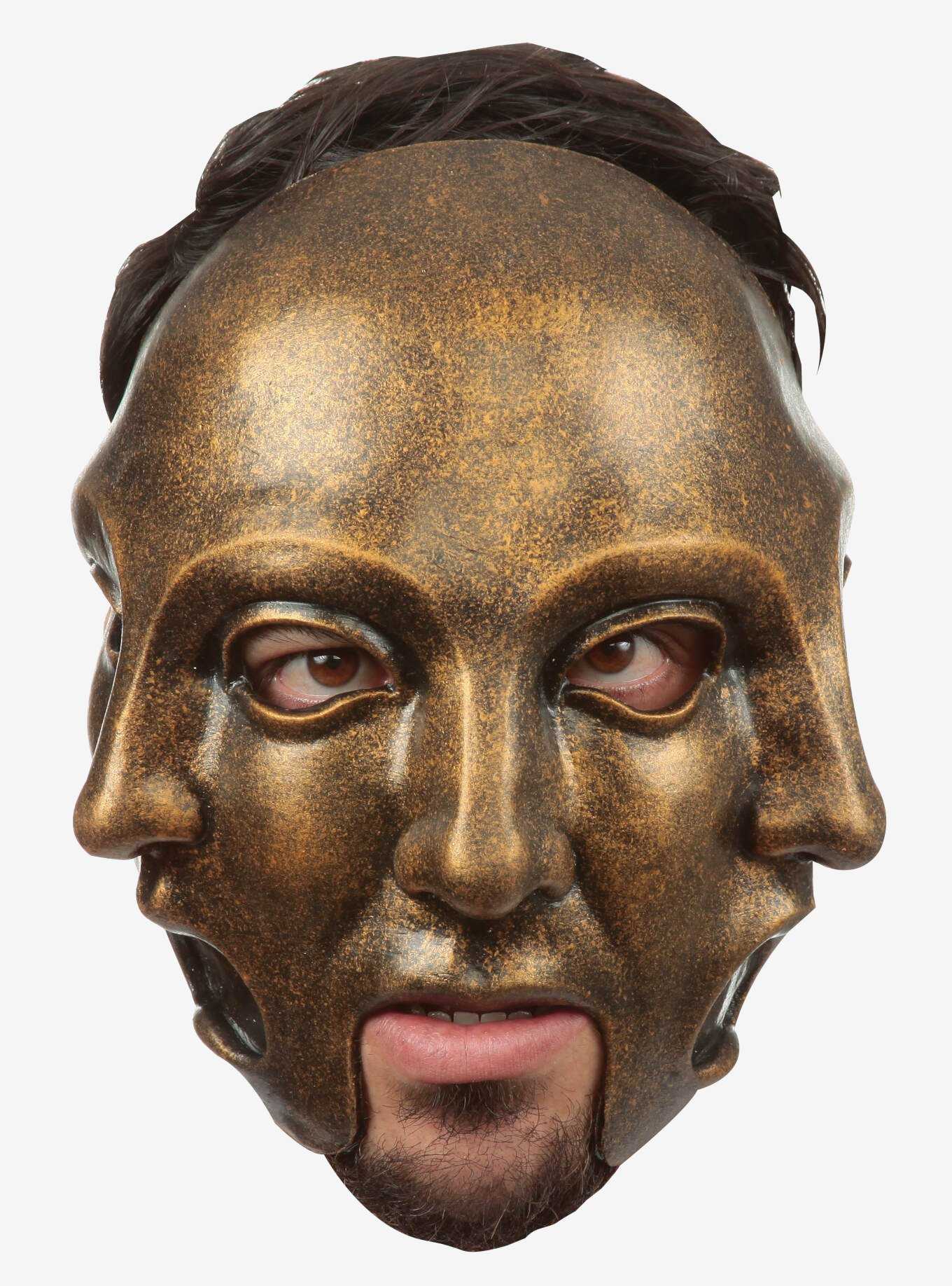 Three Faces Gold Latex Mask Two Pack Bundle, , hi-res