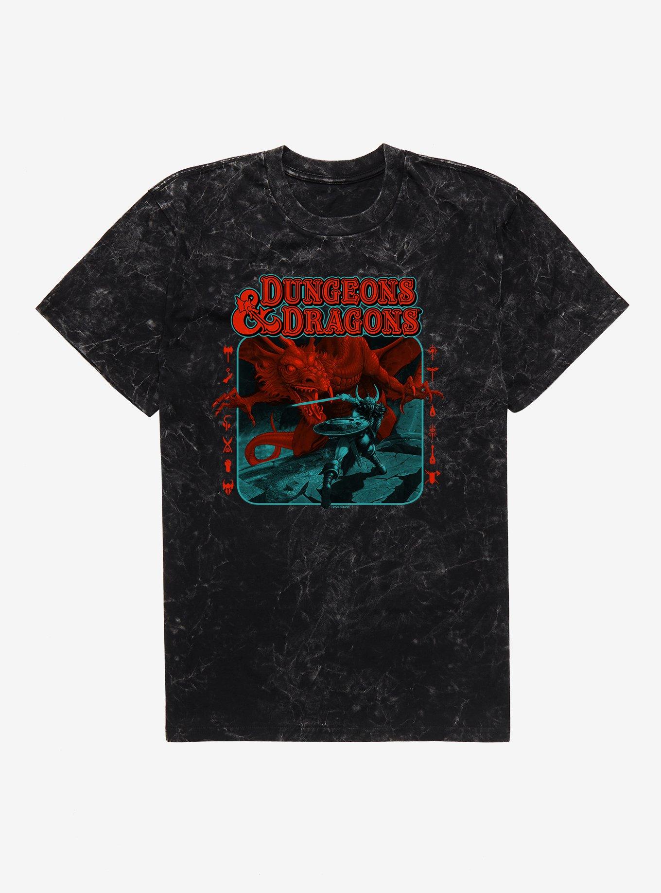 Dungeons & Dragons Red Dragon Battle Mineral Wash T-Shirt, BLACK MINERAL WASH, hi-res