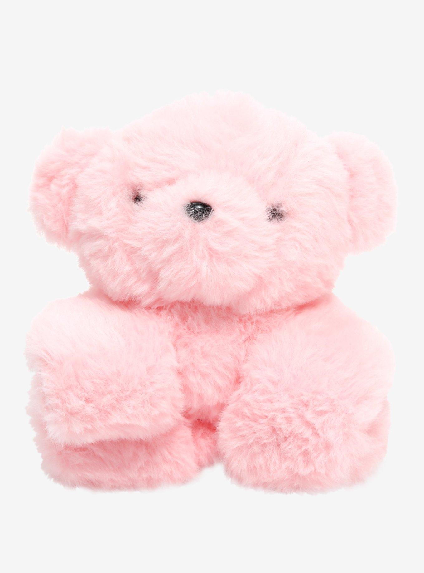 Pink Fuzzy Teddy Bear Plush Wrap Bracelet, , hi-res