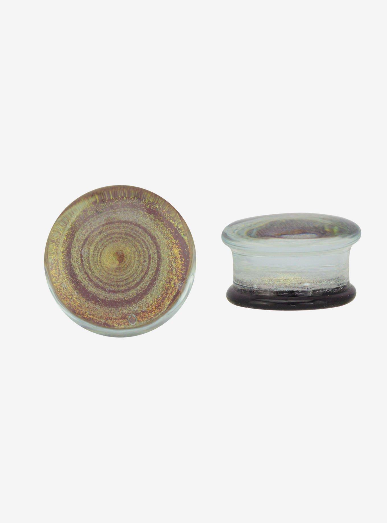 Glass Yellow Glitter Swirl Plug 2 Pack, , hi-res