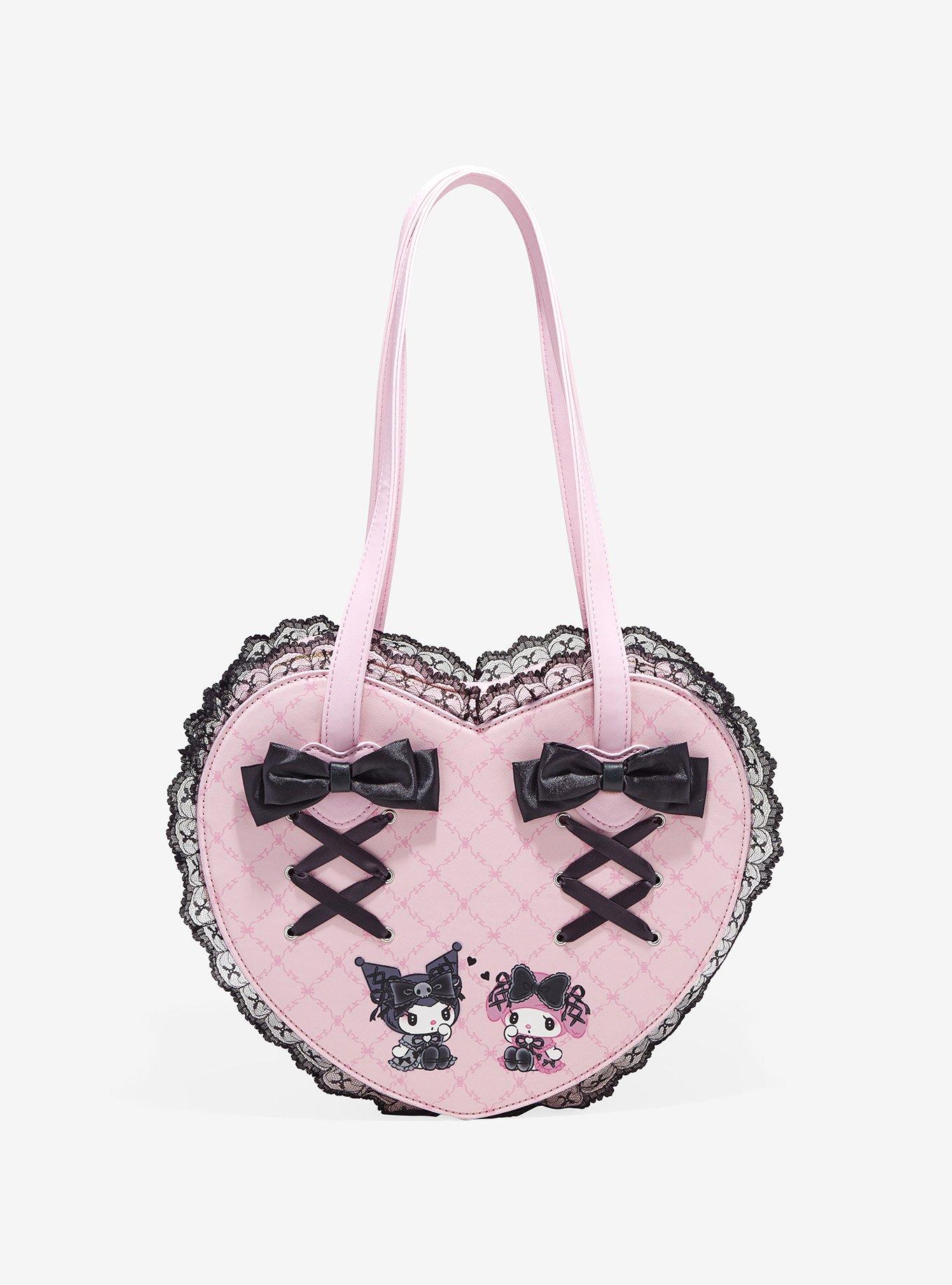 Mini Metal Heart Decor Baguette Bag pink
