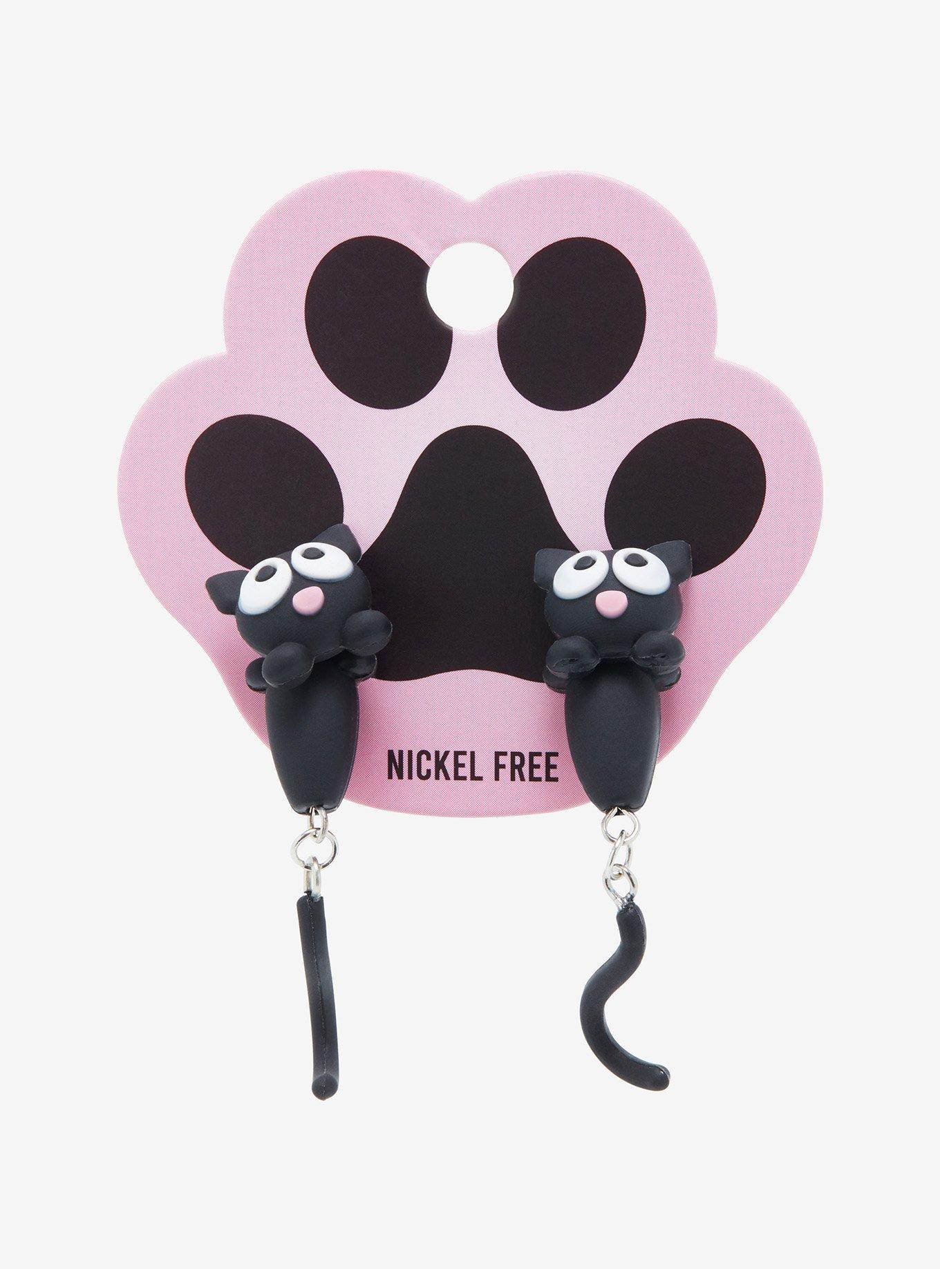 Black Cat Front/Back Earrings, , hi-res