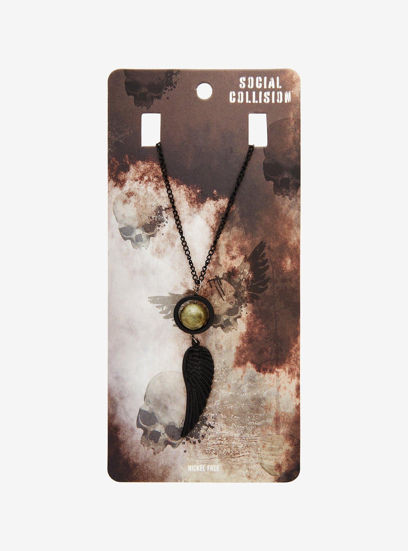 Social Collision Black Wing Stone Necklace, , hi-res