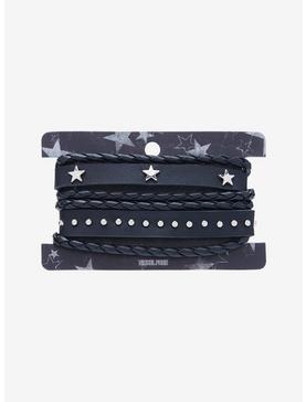Star Stud Faux Leather Layered Cord Bracelet Set, , hi-res