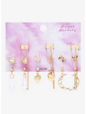 Sweet Society Crystal Moon Sakura Cuff Earring Set, , hi-res