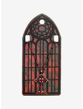 Red Gem Ornate Rosary Necklace, , hi-res