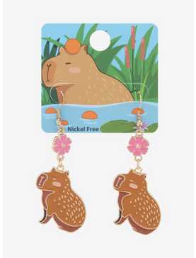 Capybara Flower Earrings, , hi-res