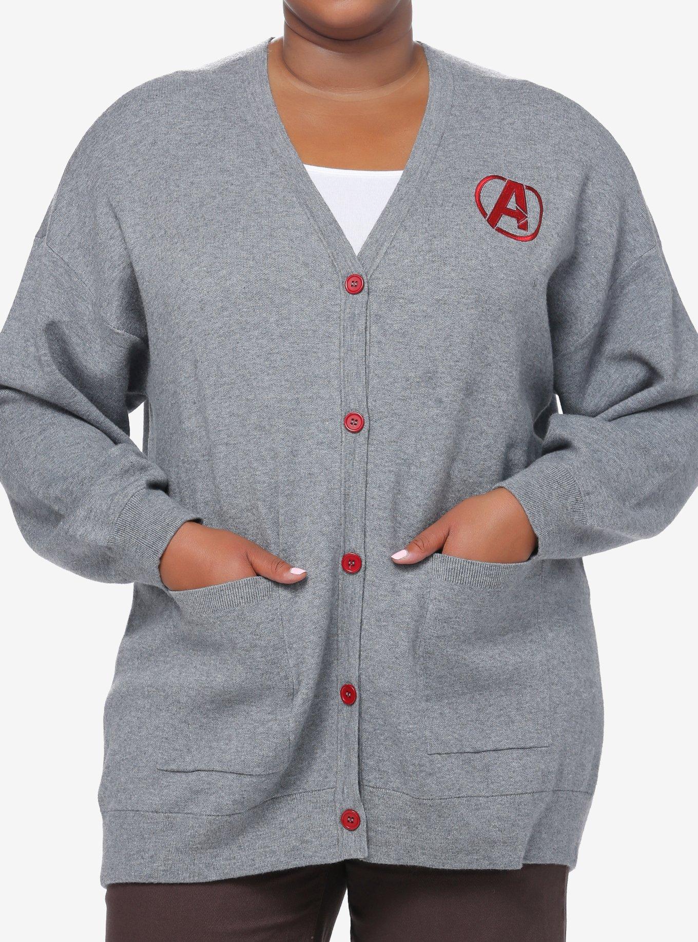 Her Universe Marvel Avengers Logo Cardigan Plus Size Her Universe Exclusive, MULTI, hi-res