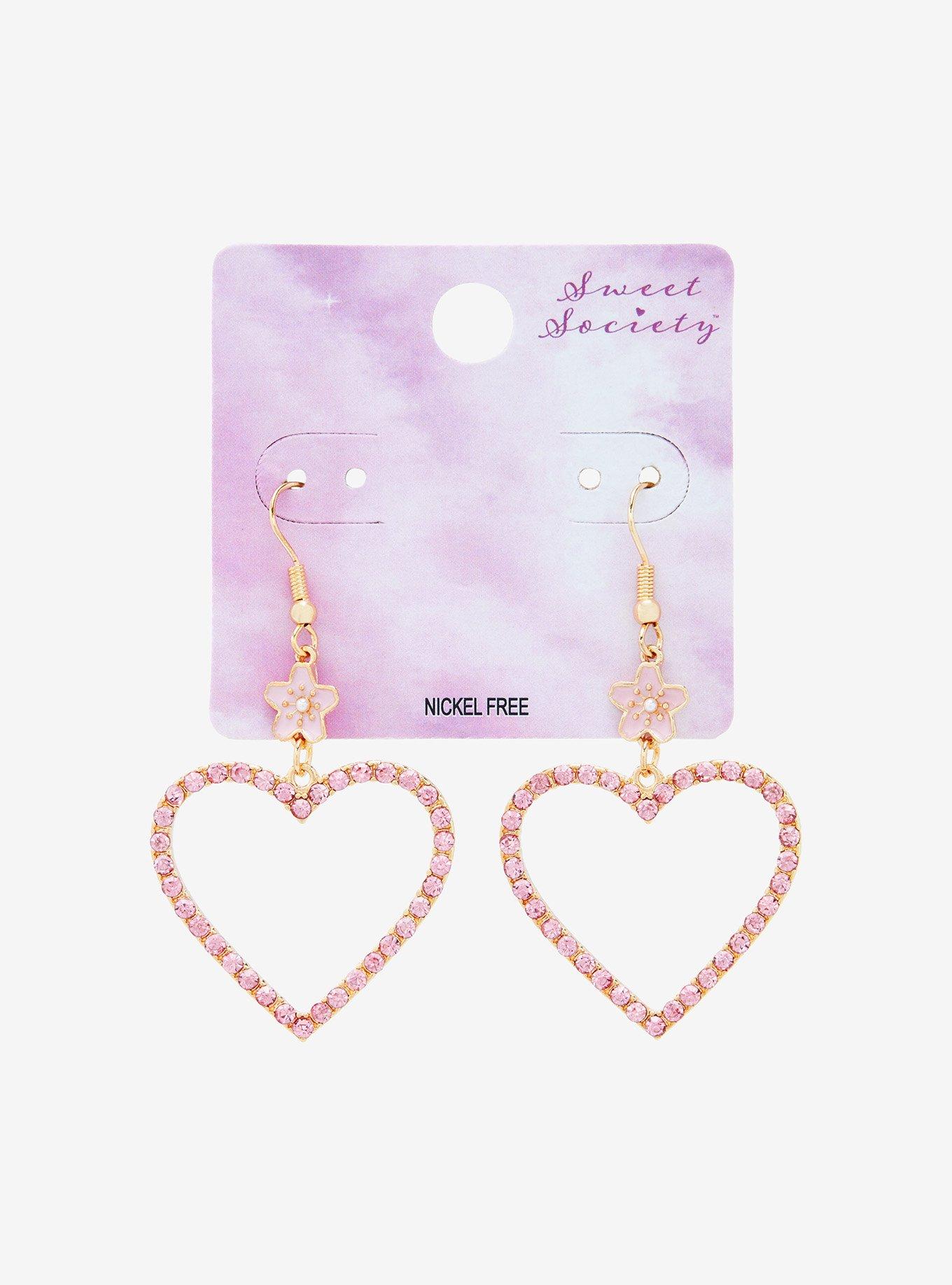 Sweet Society Pink Gem Sakura Earrings Hot Topic