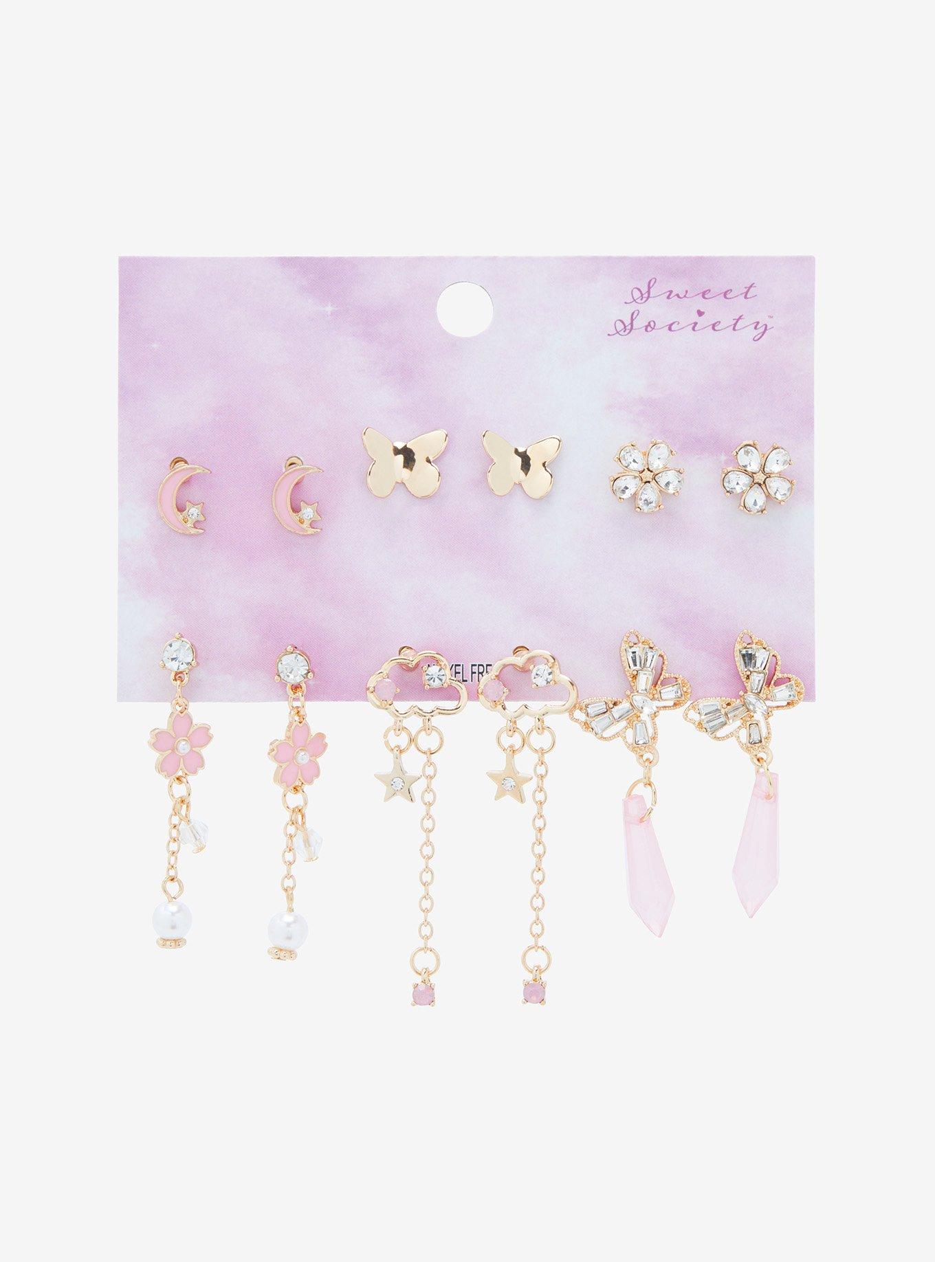 Sweet Society Sakura Butterfly Gem Earring Set, , hi-res